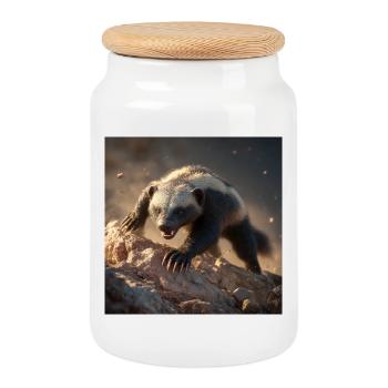 Pouvoir de la faune du blaireau miel intrépide - Boîte à biscuits avec couvercle en bois - blanc - Devant