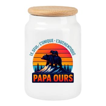 Papa Bear in the Orange Sun - Cookie Jar with Wooden Lid - white - Front