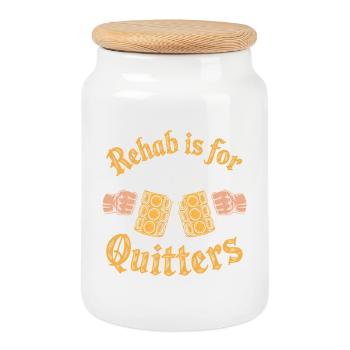 Reha ist für Aufsteiger - Cool Beer Logo - Keksdose mit Holzdeckel - Weiß - Vorne