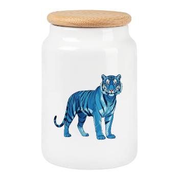 Polygone géométrique de BlueTiger - Boîte à biscuits avec couvercle en bois - blanc - Devant