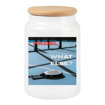 Padel - quoi d’autre ? - Boîte à biscuits avec couvercle en bois - blanc - Devant