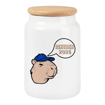 Rentner Rente 2026 Capybara - Keksdose mit Holzdeckel - Weiß - Vorne