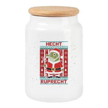 Hecht Ruprecht Angeln Ugly Christmas Geschenk - Keksdose mit Holzdeckel - Weiß - Vorne
