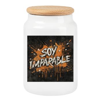 I am Unstoppable: urbanes Graffiti - Keksdose mit Holzdeckel - Weiß - Vorne