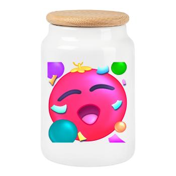 Boule de Noel Rose de Joie avec Confettis - Boîte à biscuits avec couvercle en bois - blanc - Devant