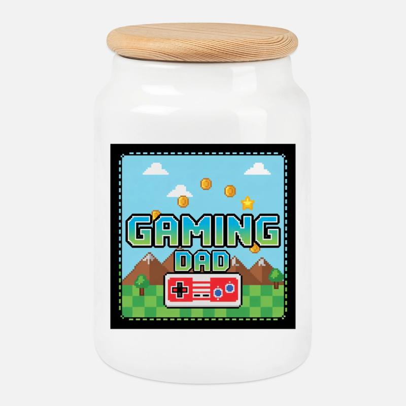gaming dad - Cookie Jar with Wooden Lid - white