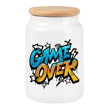 Game Over Graffiti Neon - Keksdose mit Holzdeckel - Weiß - Vorne