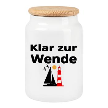 Voile - Boîte à biscuits avec couvercle en bois - blanc - Devant