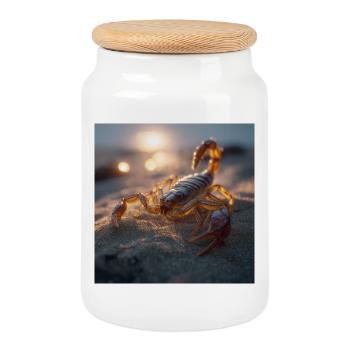 Realistic Desert Scorpion Golden Hour Art - Cookie Jar with Wooden Lid - white - Front