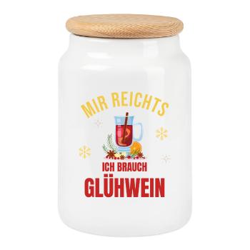 Mir reicht's – Ich brauch Glühwein Weihnachtsmarkt - Keksdose mit Holzdeckel - Weiß - Vorne
