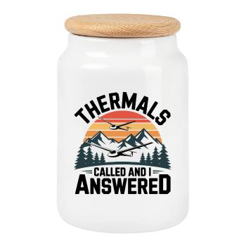 Glider thermals call, I answer – gliding - Cookie Jar with Wooden Lid - white - Front