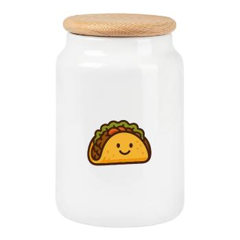 Fun Tacos - Cookie Jar with Wooden Lid - white - Front