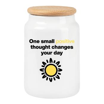 One small positive thought. Positiv, Mental Health - Keksdose mit Holzdeckel - Weiß - Vorne