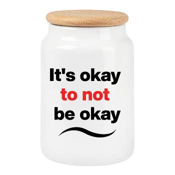 It’s okay to not be okay, Mental Heath, ok - Keksdose mit Holzdeckel - Weiß - Vorne