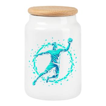 Handball Leidenschaft Hitze Training Geschenk - Keksdose mit Holzdeckel - Weiß - Vorne