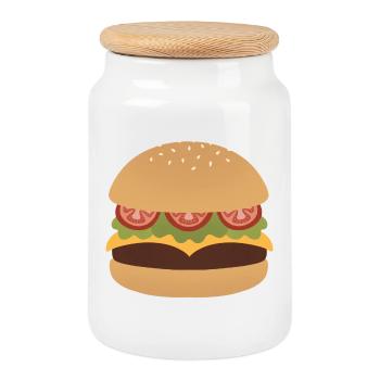 Art classique de Burger Flat - Boîte à biscuits avec couvercle en bois - blanc - Devant