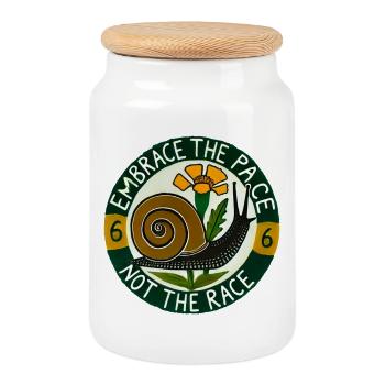 Embrassez Slow Pace Snail - Boîte à biscuits avec couvercle en bois - blanc - Devant