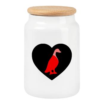 Ducks - Cookie Jar with Wooden Lid - white - Front