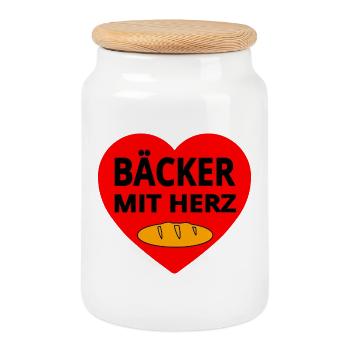 Bäcker - Keksdose mit Holzdeckel - Weiß - Vorne