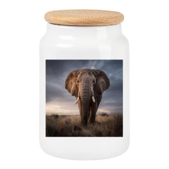 Majestätischer Elefant Afrika Savanne Wildlife - Keksdose mit Holzdeckel - Weiß - Vorne