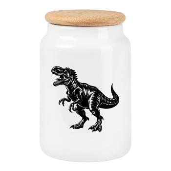 Tyrannosaurus - Keksdose mit Holzdeckel - Weiß - Vorne