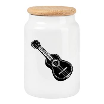 Ukulele - Keksdose mit Holzdeckel - Weiß - Vorne