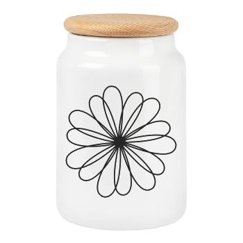 Fleur – Motif floral abstrait - Boîte à biscuits avec couvercle en bois - blanc - Devant