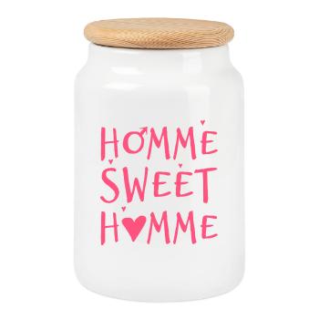 HOMME SWEET HOMME ! - Boîte à biscuits avec couvercle en bois - blanc - Devant