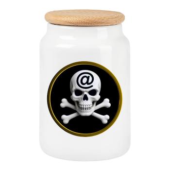 CYBER PIRATE #1 - geek & scifi - Cookie Jar with Wooden Lid - white - Front