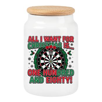 Fléchettes Noël, 180 cent quatre-vingts - Boîte à biscuits avec couvercle en bois - blanc - Devant