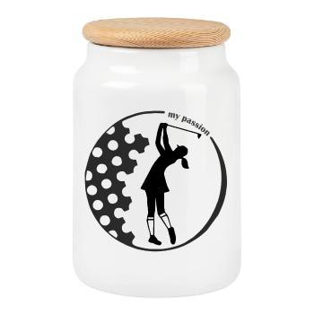 Golfer's Shirt – Stylish on the Green - Cookie Jar with Wooden Lid - white - Front