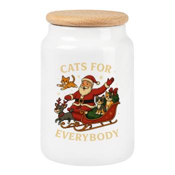 Cats for everybody - Cookie Jar with Wooden Lid - white - Front