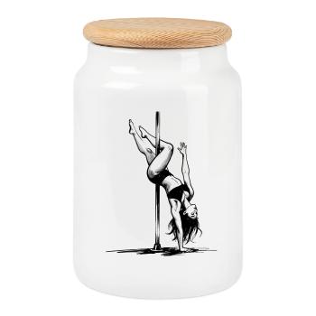 Pole Dance Pole Dancer Graphic Graphic Gift - Cookie Jar with Wooden Lid - white - Front