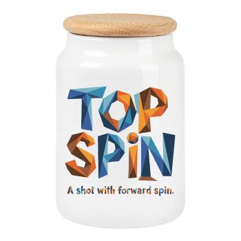 Tennis Top Spin – Power Design for Real Fans - Cookie Jar with Wooden Lid - white - Front