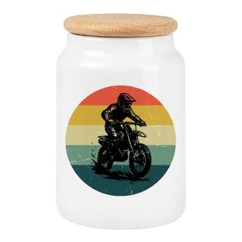 Vintage Motocross Design für Motocross - Keksdose mit Holzdeckel - Weiß - Vorne