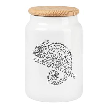 Fil de fer caméléon géométrique - Boîte à biscuits avec couvercle en bois - blanc - Devant