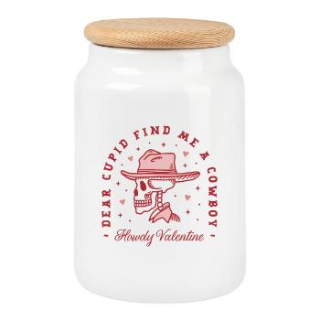 Valentine’s day funny single cowgirls cowboy lover - Keksdose mit Holzdeckel - Weiß - Vorne