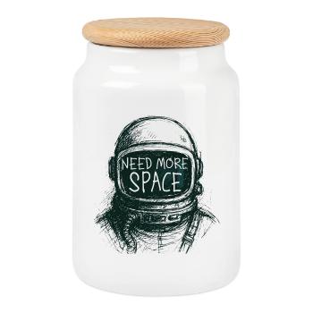 Need More Space Astronaut Spruch Zeichnung - Keksdose mit Holzdeckel - Weiß - Vorne