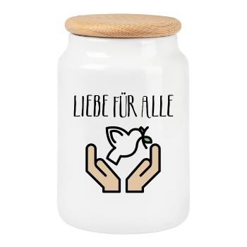 Amour pour tous. Colombe de la Paix, Paix mondiale, paix - Boîte à biscuits avec couvercle en bois - blanc - Devant