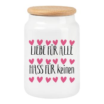Amour pour tous, haine pour personne. Frioeden, Paix - Boîte à biscuits avec couvercle en bois - blanc - Devant