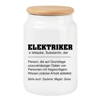Electrician funny definition profession - Cookie Jar with Wooden Lid - white - Front