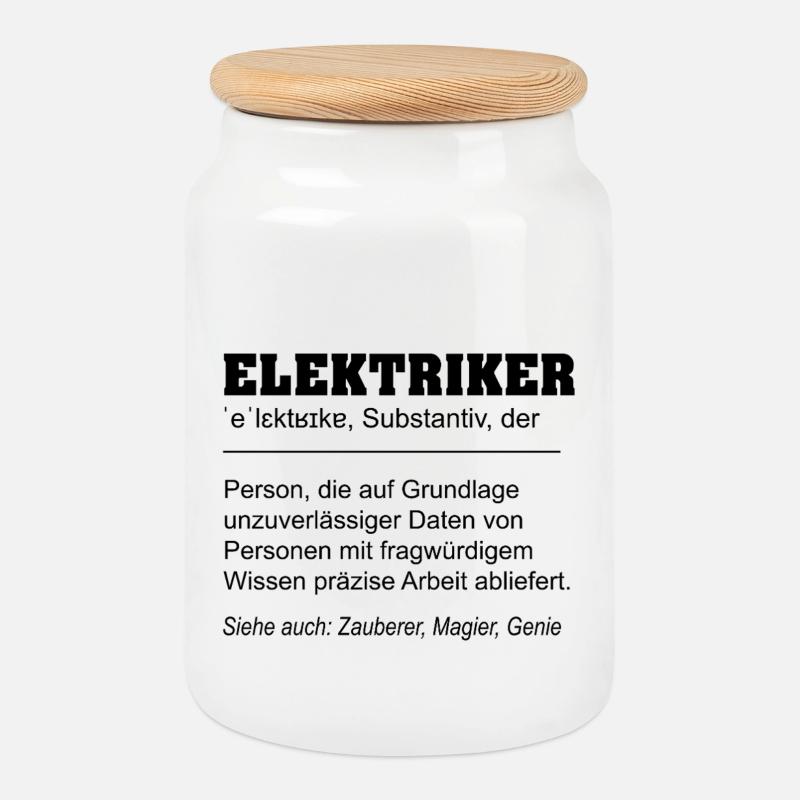 Elektriker lustige Definition Beruf - Keksdose mit Holzdeckel - Weiß
