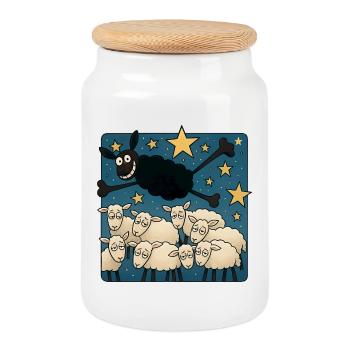 Black Sheep - Cookie Jar with Wooden Lid - white - Front