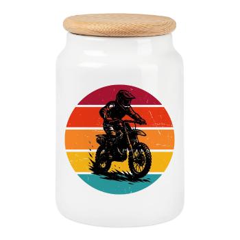 Kurz und klar Motocross - Keksdose mit Holzdeckel - Weiß - Vorne