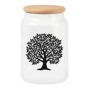 Baum - Keksdose mit Holzdeckel - Weiß - Vorne