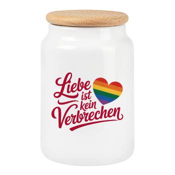 L’amour n’est pas un crime - Logo Cool Pride - Boîte à biscuits avec couvercle en bois - blanc - Devant