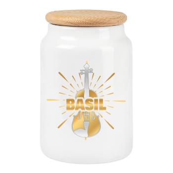 Basilic - Boîte à biscuits avec couvercle en bois - blanc - Devant