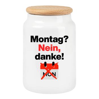 Montag? Nein, danke! Lustiges Motiv für Büromuffel - Boîte à biscuits avec couvercle en bois - blanc - Devant