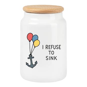 I Refuse to Sink – Maritime Statement Positive - Cookie Jar with Wooden Lid - white - Front