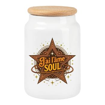 J'AI L'ÂME SOUL #2- let's talk - Boîte à biscuits avec couvercle en bois - blanc - Devant